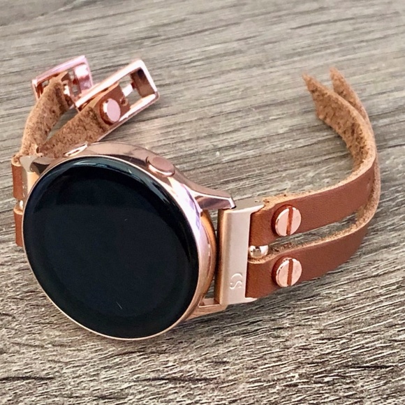 Double Strap Brown Leather Galaxy 42mm Watch Band main image 4